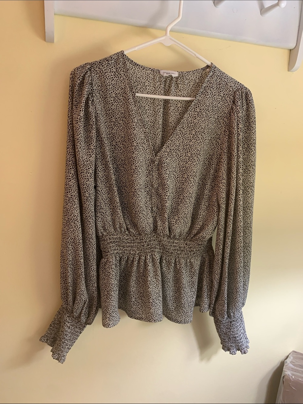 Sienna Sky Cream Blouse with Black Micro Speckle Print